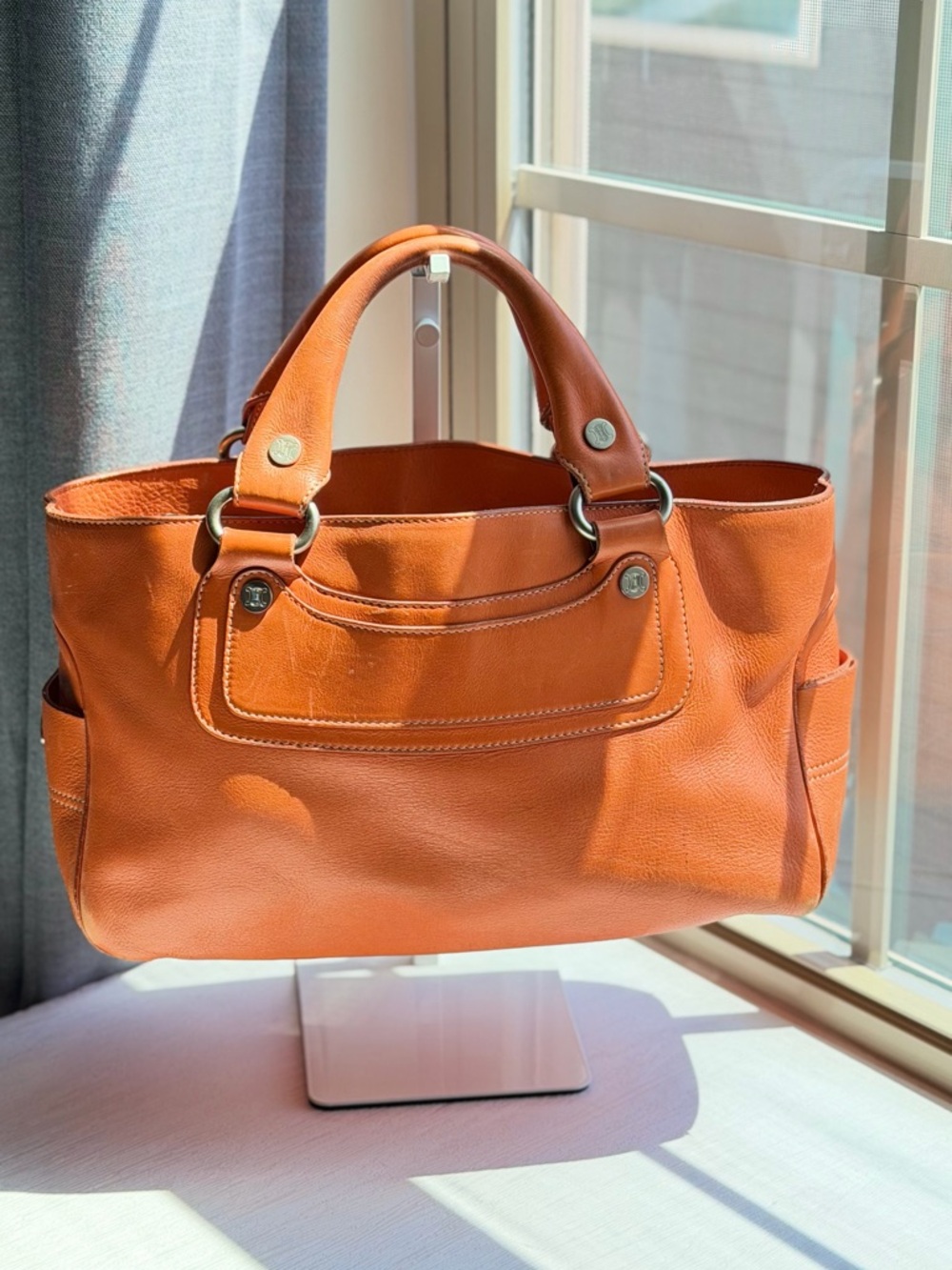 Celine Orange Leather Tote handbag